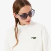 Camisola com zíper e emblema, corte descontraído