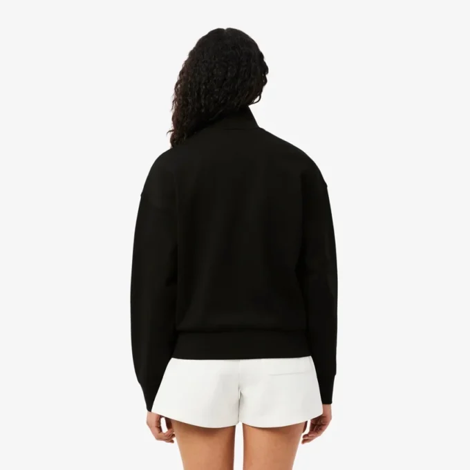 Camisola com zíper e emblema, corte descontraído