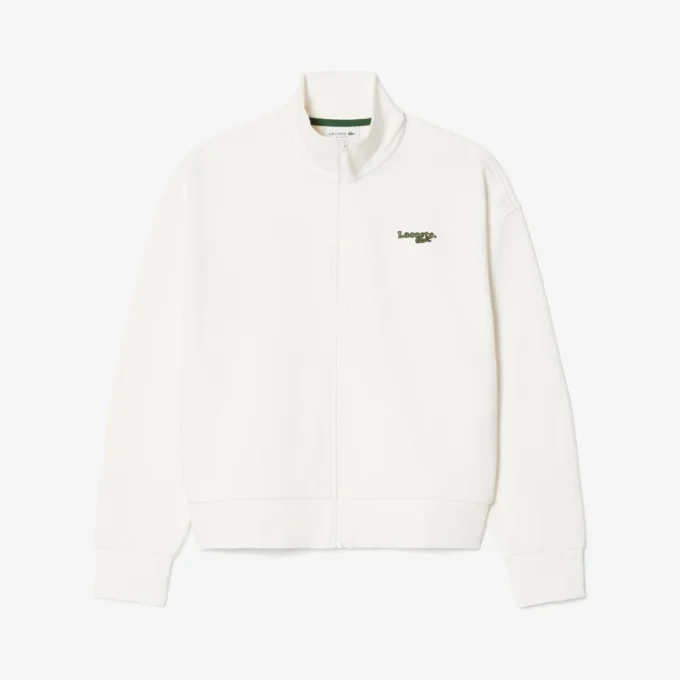 Camisola com zíper e emblema, corte descontraído