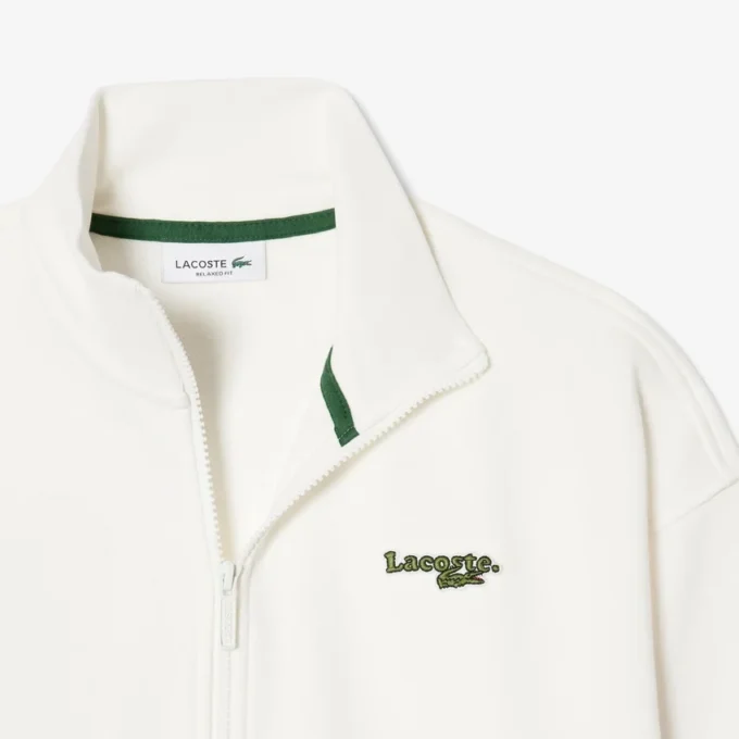 Camisola com zíper e emblema, corte descontraído