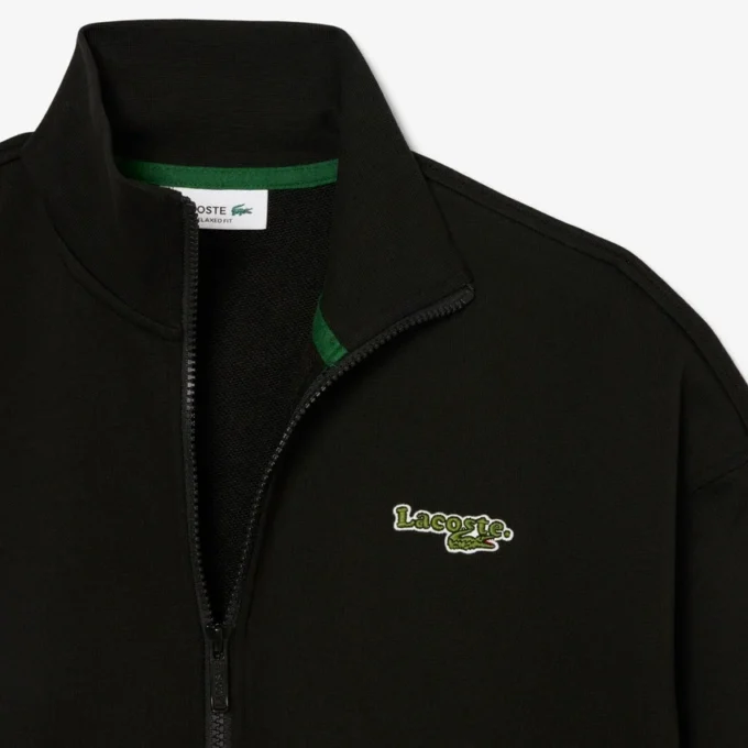 Camisola com zíper e emblema, corte descontraído