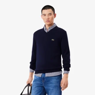 Camisola de algodão com decote em V para homem