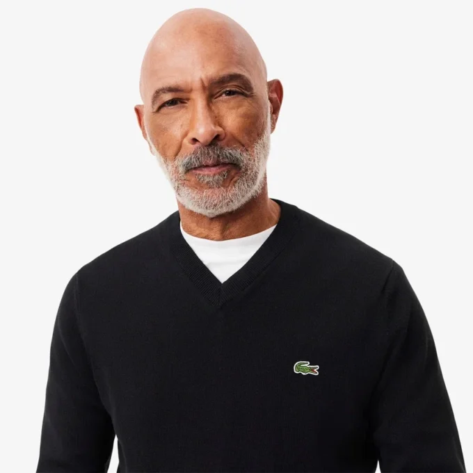 Camisola de algodão com decote em V para homem