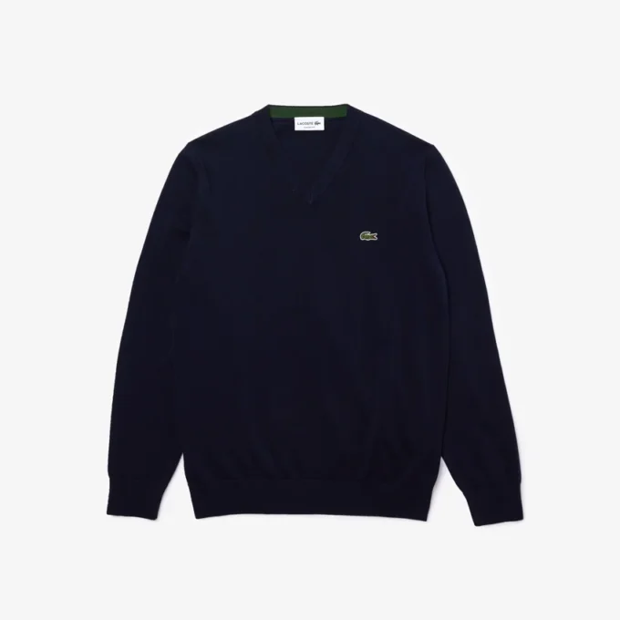 Camisola de algodão com decote em V para homem