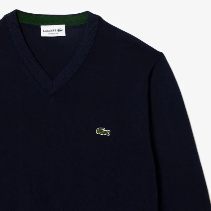 Camisola de algodão com decote em V para homem