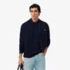 Camisola de algodão com gola alta e fecho para homem
