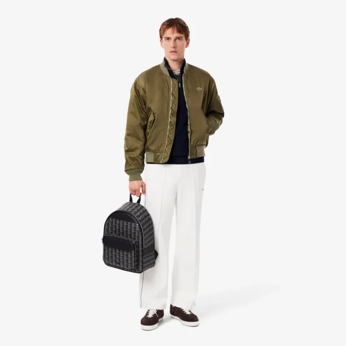 Camisola de algodão com gola alta e fecho para homem