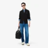 Camisola de algodão com gola alta e fecho para homem