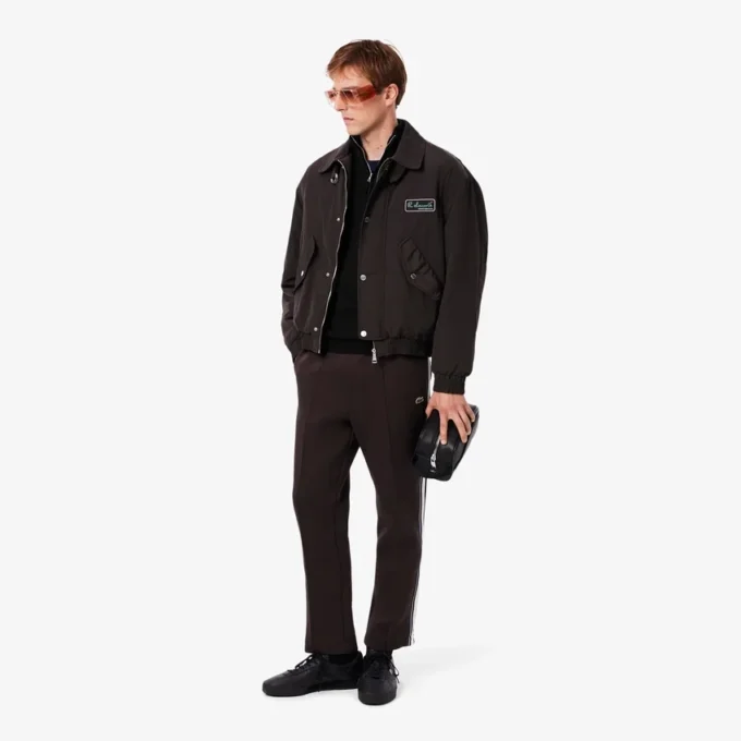 Camisola de algodão com gola alta e fecho para homem