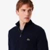 Camisola de algodão com gola alta e fecho para homem