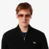 Camisola de algodão com gola alta e fecho para homem