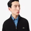 Camisola de algodão com gola alta e fecho para homem