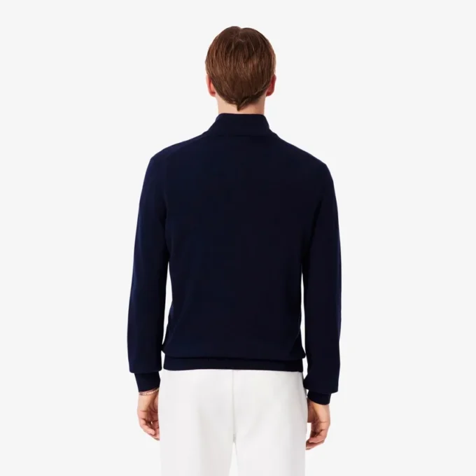 Camisola de algodão com gola alta e fecho para homem