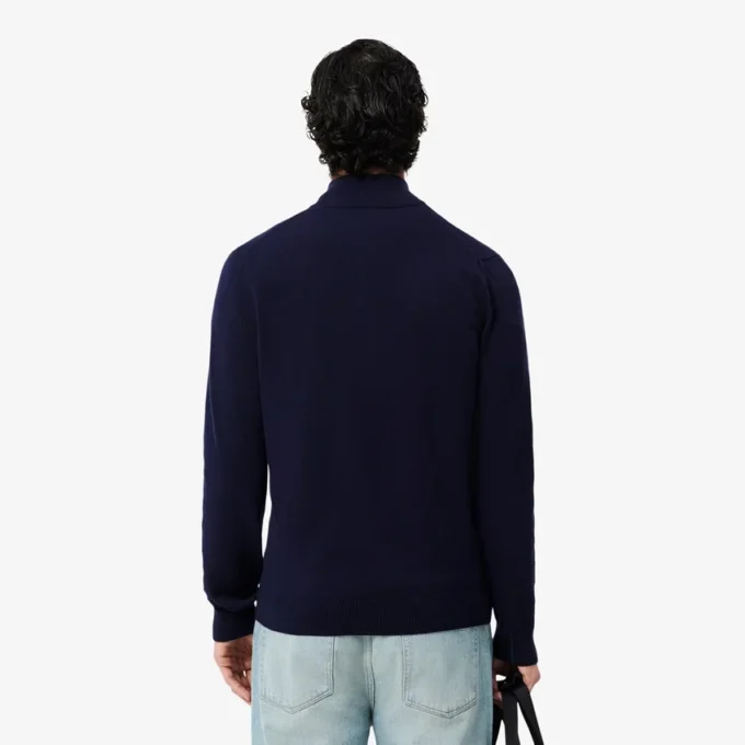 Camisola de algodão com gola alta e fecho para homem