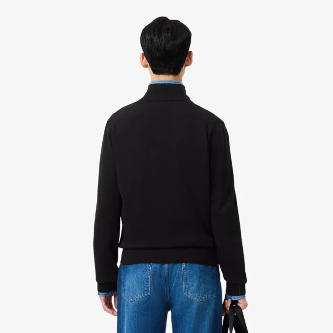 Camisola de algodão com gola alta e fecho para homem