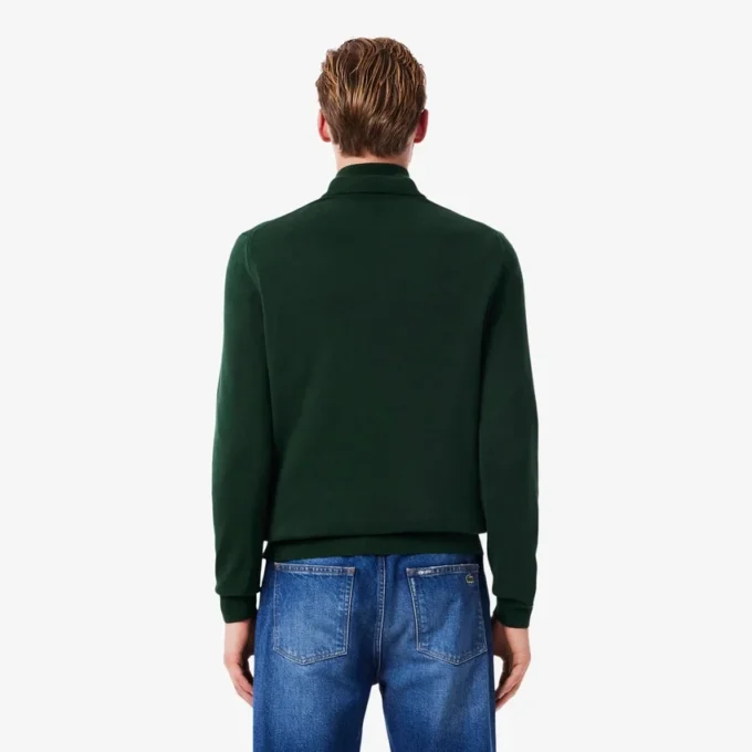 Camisola de algodão com gola alta e fecho para homem