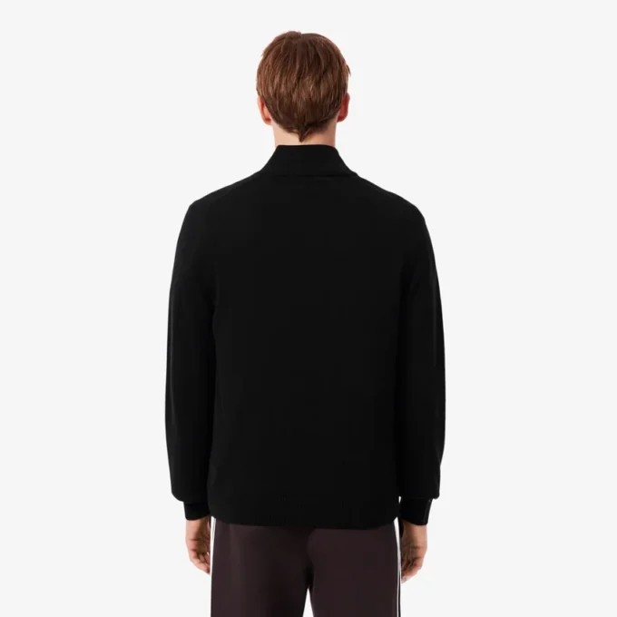 Camisola de algodão com gola alta e fecho para homem