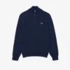 Camisola de algodão com gola alta e fecho para homem