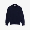 Camisola de algodão com gola alta e fecho para homem