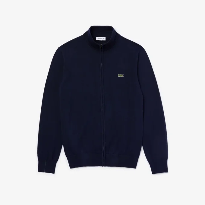 Camisola de algodão com gola alta e fecho para homem