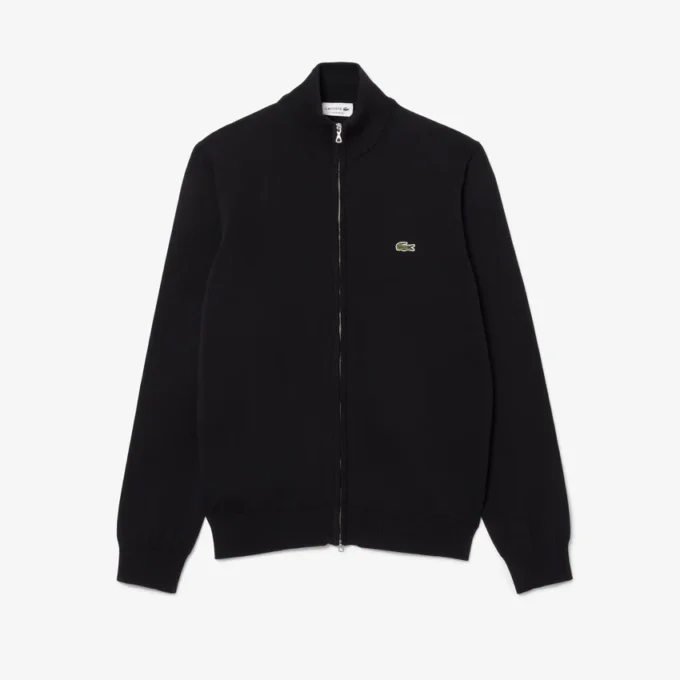 Camisola de algodão com gola alta e fecho para homem