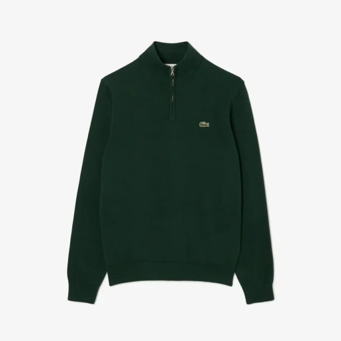 Camisola de algodão com gola alta e fecho para homem
