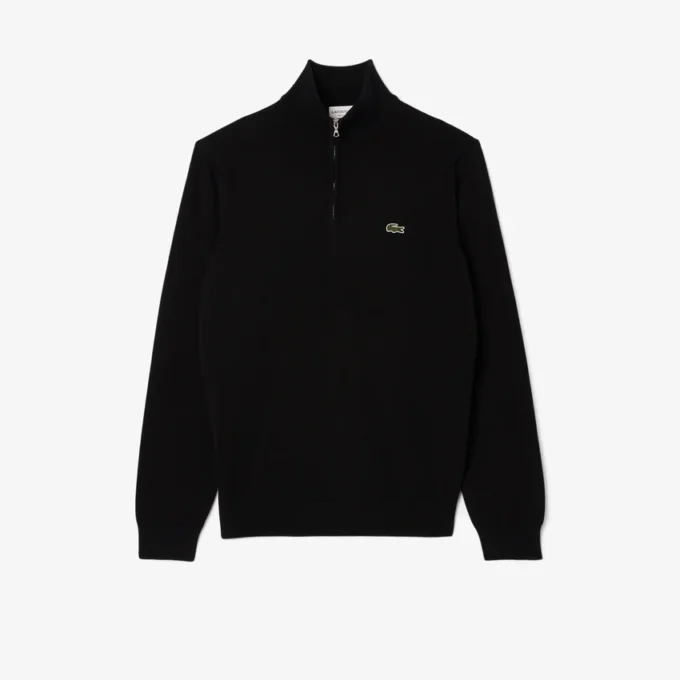 Camisola de algodão com gola alta e fecho para homem