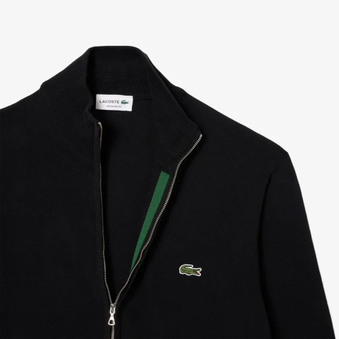 Camisola de algodão com gola alta e fecho para homem