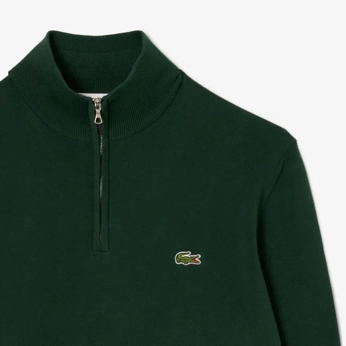 Camisola de algodão com gola alta e fecho para homem