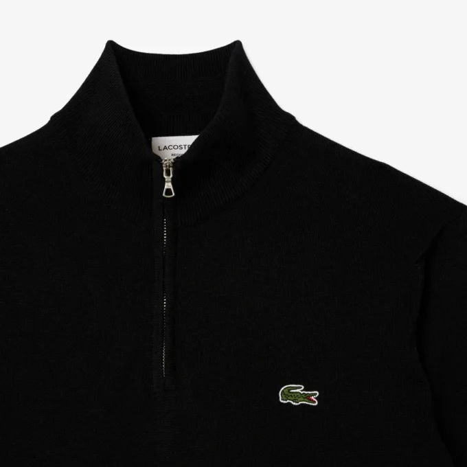 Camisola de algodão com gola alta e fecho para homem