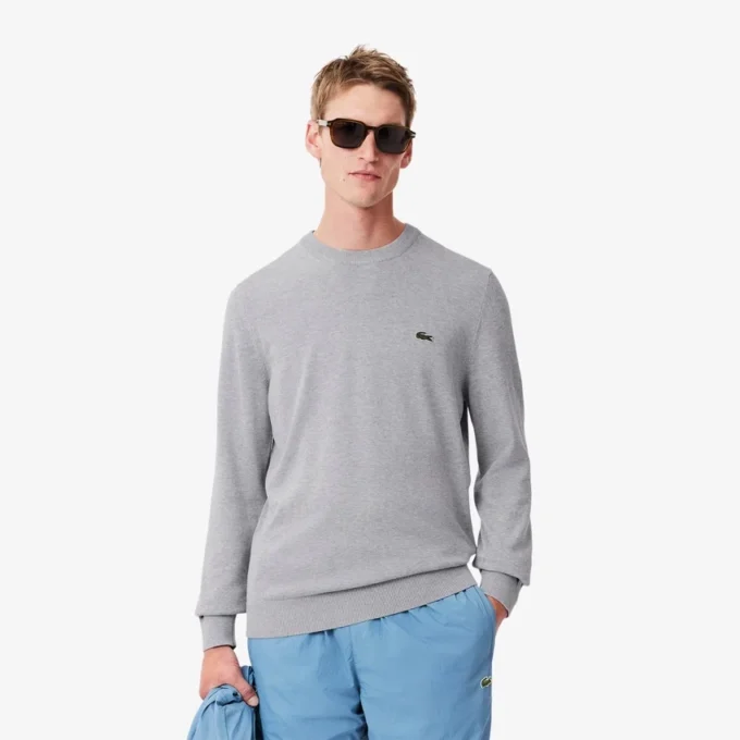 Camisola de algodão com gola redonda para homem