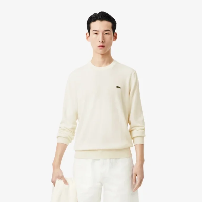 Camisola de algodão com gola redonda para homem