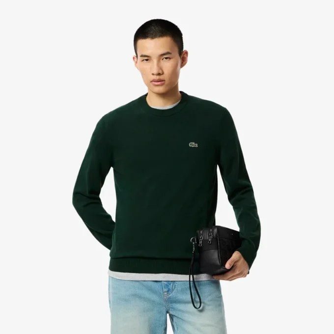 Camisola de algodão com gola redonda para homem