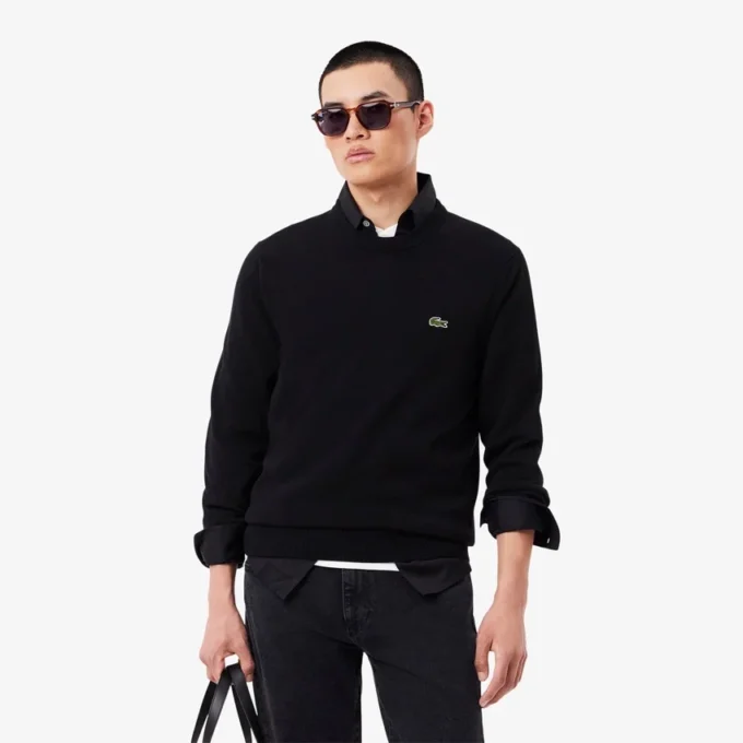 Camisola de algodão com gola redonda para homem