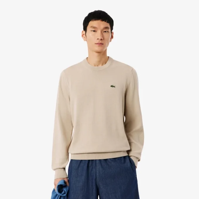 Camisola de algodão com gola redonda para homem