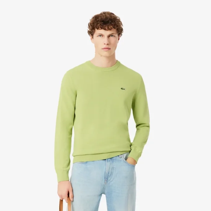 Camisola de algodão com gola redonda para homem