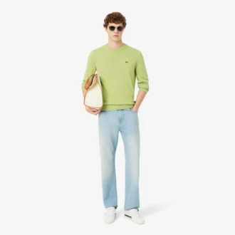 Camisola de algodão com gola redonda para homem