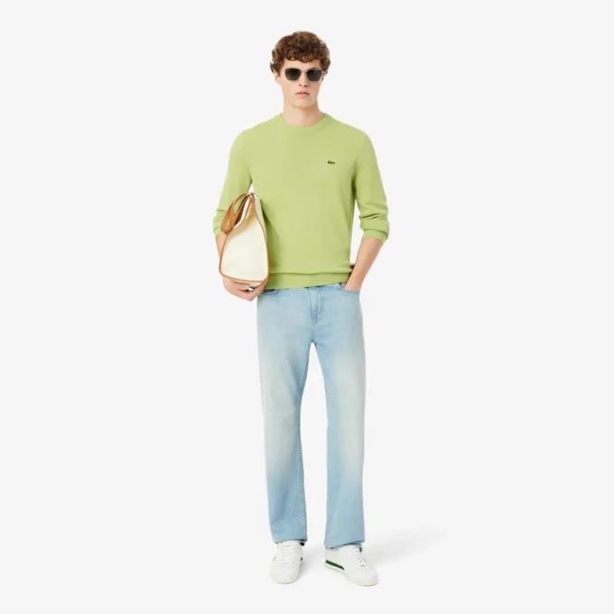 Camisola de algodão com gola redonda para homem