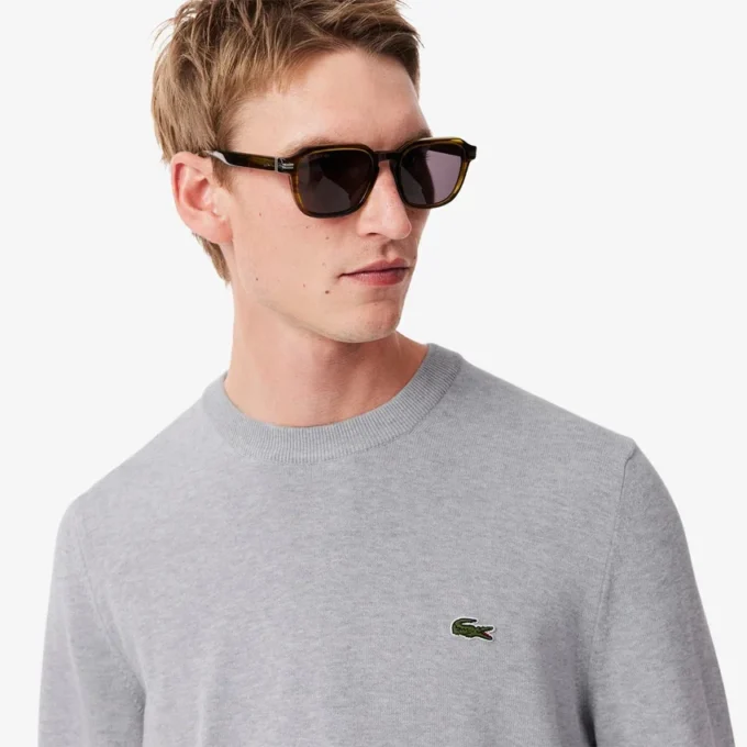 Camisola de algodão com gola redonda para homem