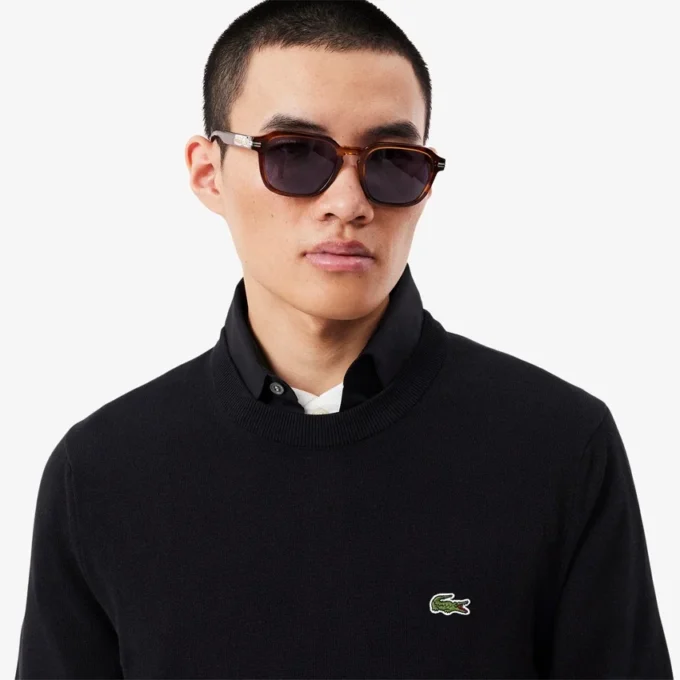 Camisola de algodão com gola redonda para homem