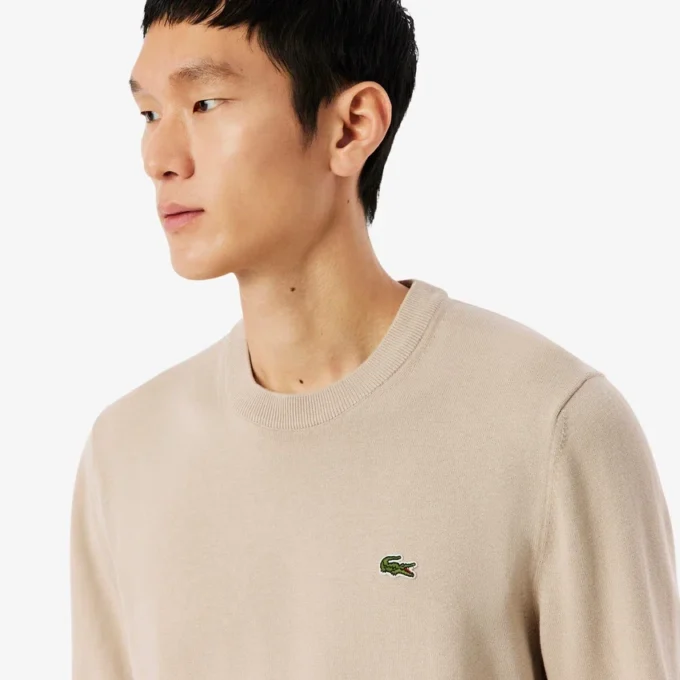 Camisola de algodão com gola redonda para homem
