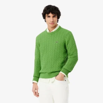 Camisola de algodão com malha trançada para homem