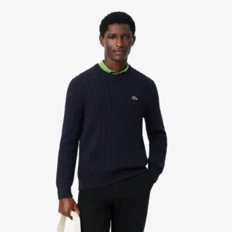 Camisola de algodão com malha trançada para homem