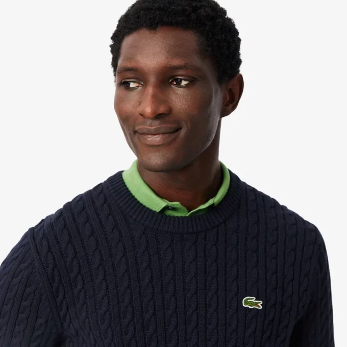 Camisola de algodão com malha trançada para homem