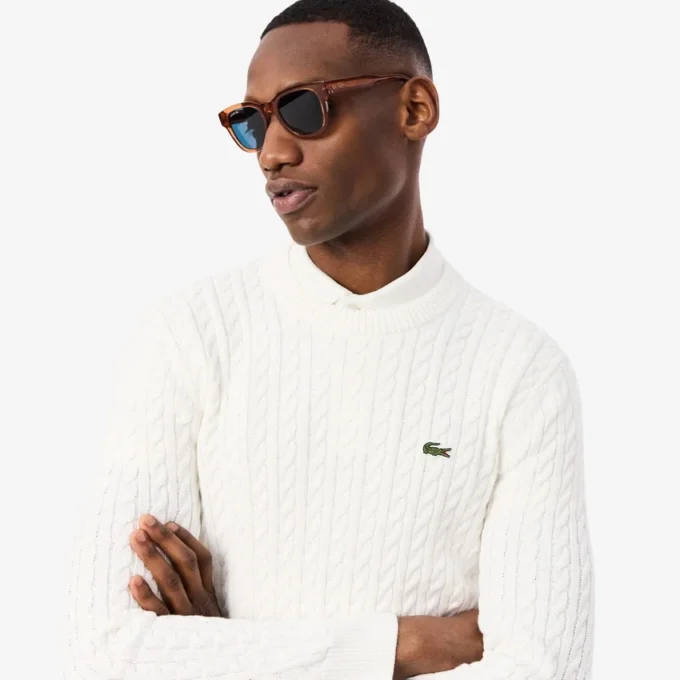 Camisola de algodão com malha trançada para homem