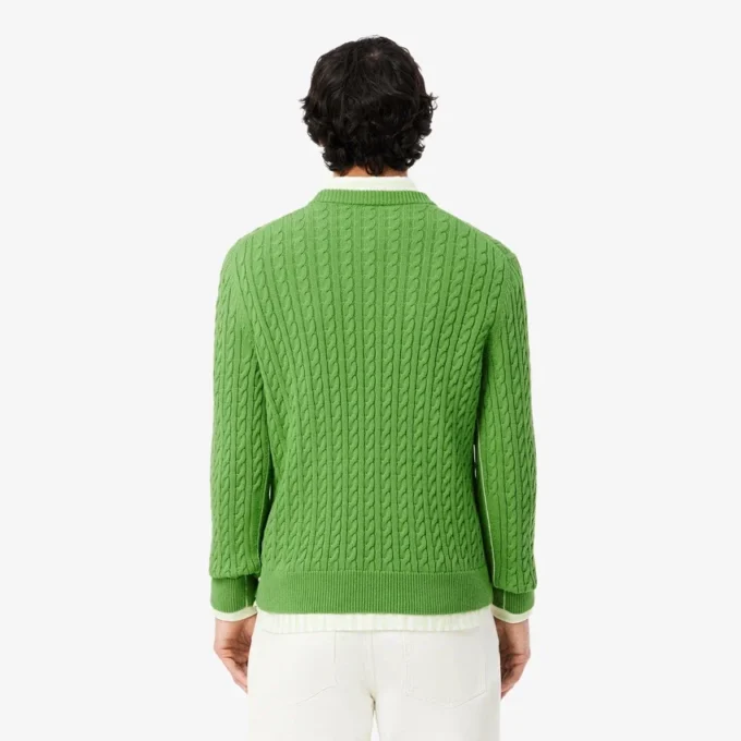 Camisola de algodão com malha trançada para homem