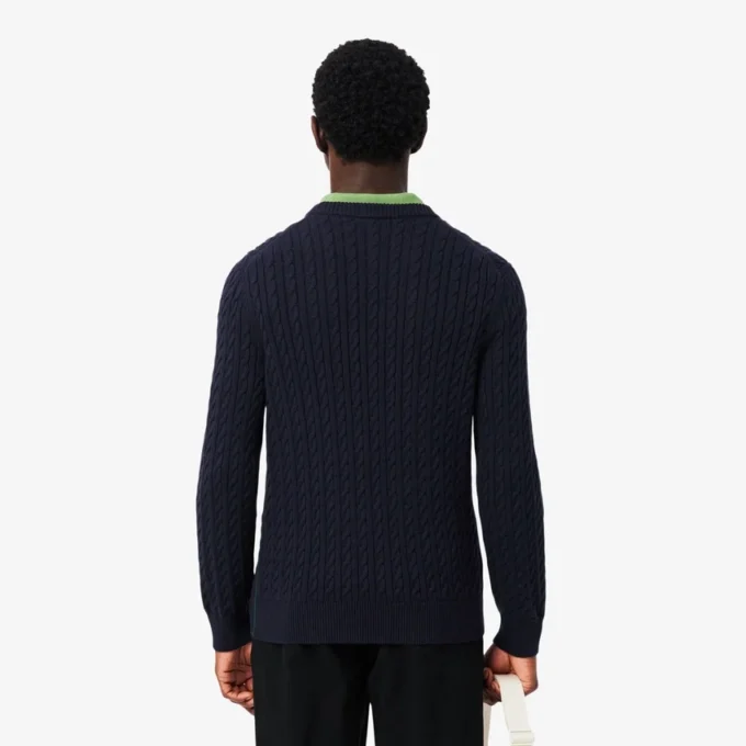 Camisola de algodão com malha trançada para homem