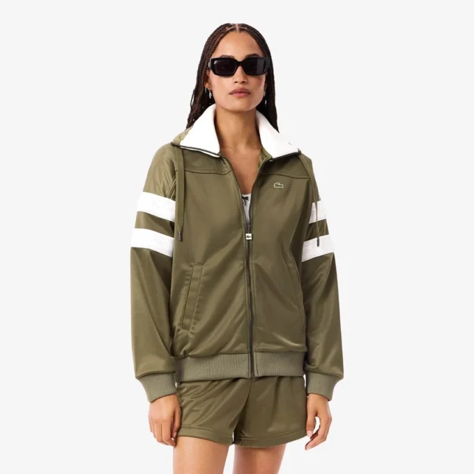 Camisola de cetim com riscas Pointelle oversized para mulher