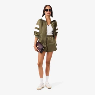 Camisola de cetim com riscas Pointelle oversized para mulher