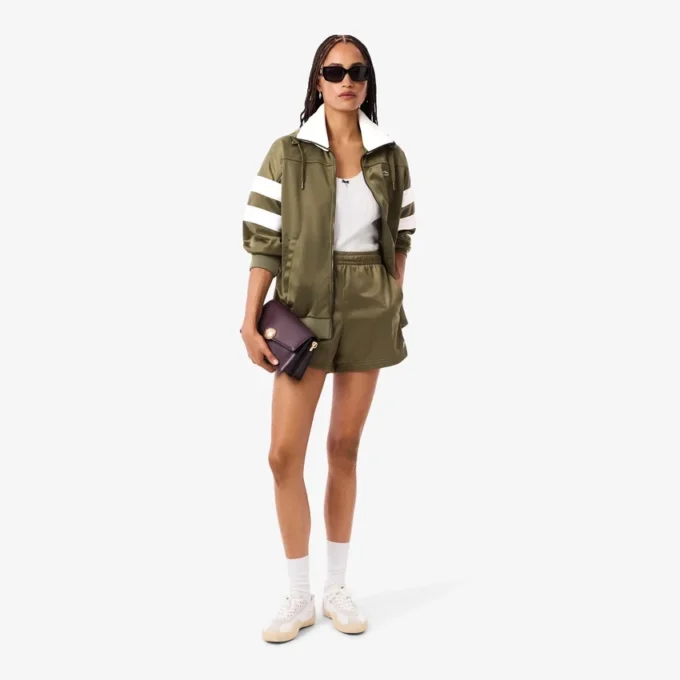 Camisola de cetim com riscas Pointelle oversized para mulher